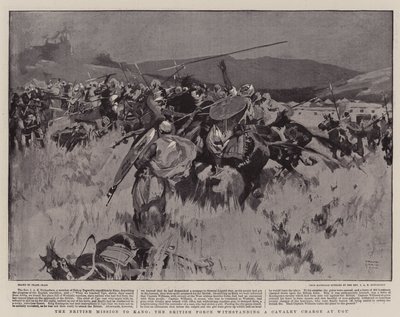 De Britse Missie naar Kano, de Britse Troepen weerstaan een Cavalerieaanval bij Ugu door Frank Craig
